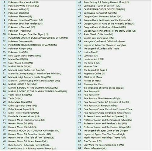 208 in 1 Game Cartridge Multicart,DS Game Pack Card Compilations, Fine Works Combo Multicart for Ninte-ndo DS, NDSL, NDSi, NDSi LL/XL, 3DS, 3DSLL/XL, New 3DS, New 3DS LL/XL, 2DS, New 2DS LL/XL (black) - King Gaming