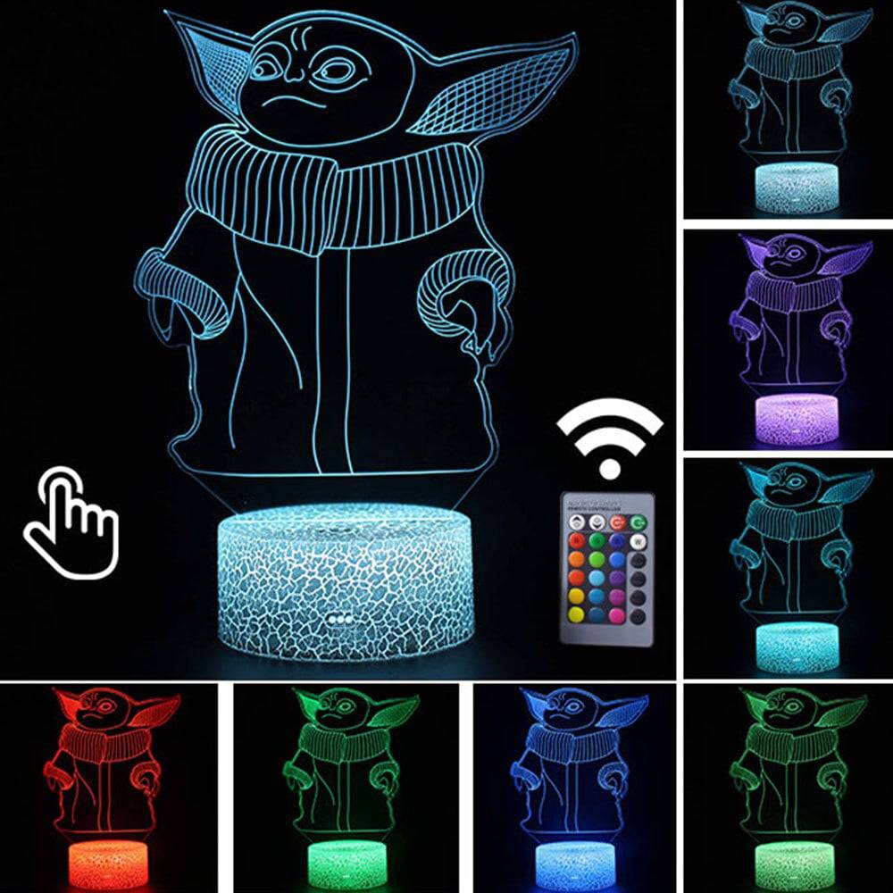Star Wars Baby Yoda Figure 3D Illusion LED Nightlight Sleeping Light Model Anime Acrylic Action & Toy Fgures For Kid Xmas Gift King Gaming