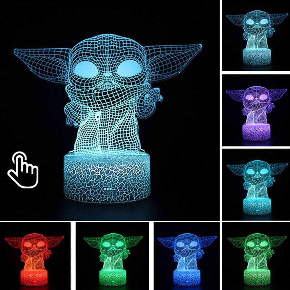 Star Wars Baby Yoda Figure 3D Illusion LED Nightlight Sleeping Light Model Anime Acrylic Action & Toy Fgures For Kid Xmas Gift King Gaming