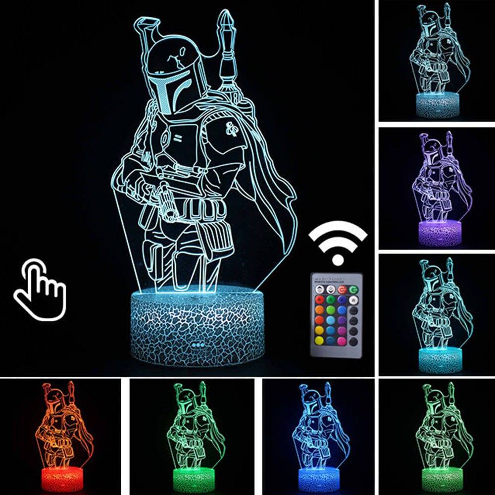 Star Wars Baby Yoda Figure 3D Illusion LED Nightlight Sleeping Light Model Anime Acrylic Action & Toy Fgures For Kid Xmas Gift King Gaming