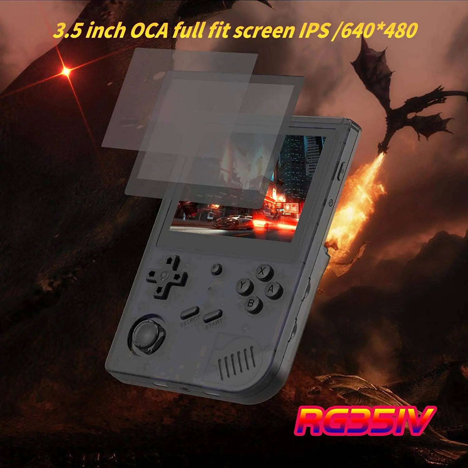 Handheld Game Console,RG351V Handheld Game Console Open Source System RK3326 Chip Retro Game Console with 10000 Classic Games 3.5-inch IPS Screen - 128 GB King Gaming