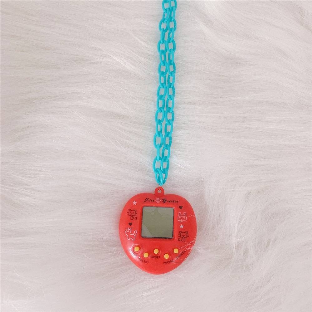 Electronic Pet Game Console Pendant Necklace For Women Men Colorful Vintage Funny Toy Choker Necklace Harajuku Trendy Jewelry King Gaming
