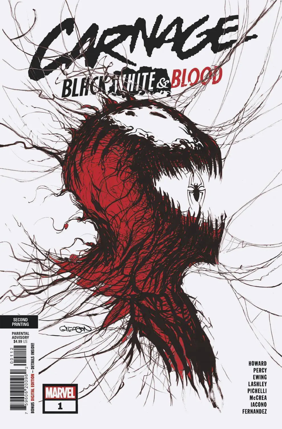 Carnage Black White & Blood #1 (OF 4) 2ND PTG Gleason VAR King Gaming