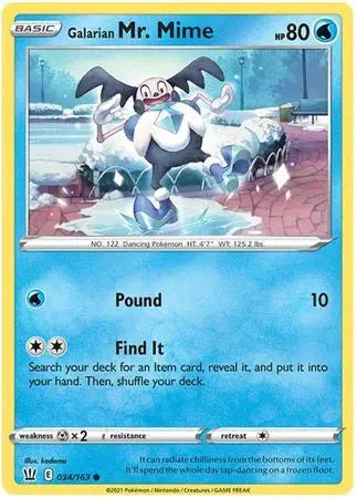 Galarian Mr. Mime - 34/163 - Common King Gaming